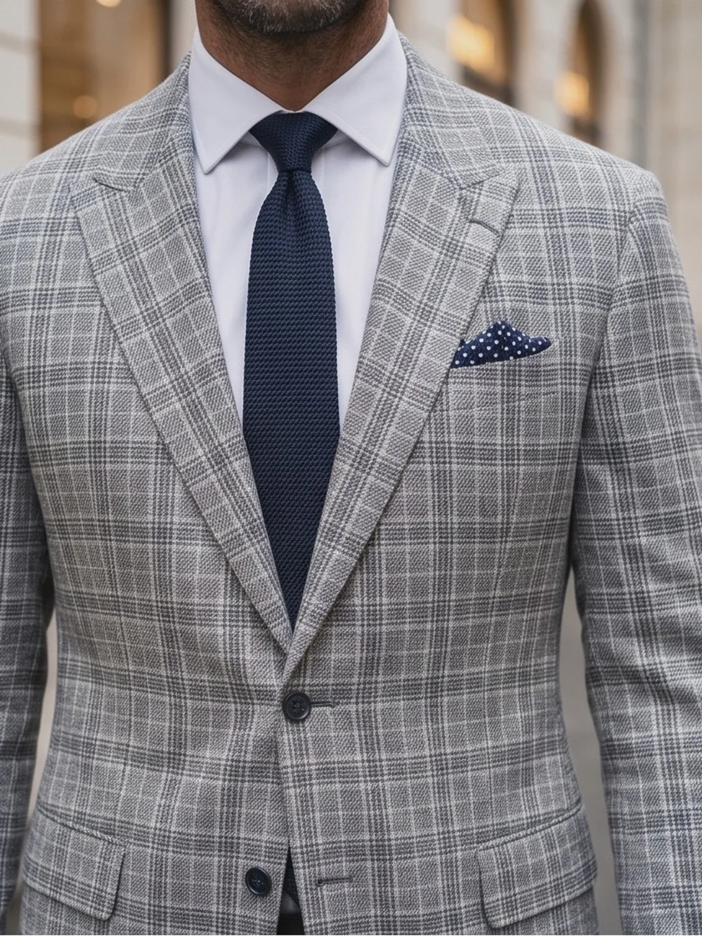Stafford Gray Windowpane Sport Coat with Navy Accents